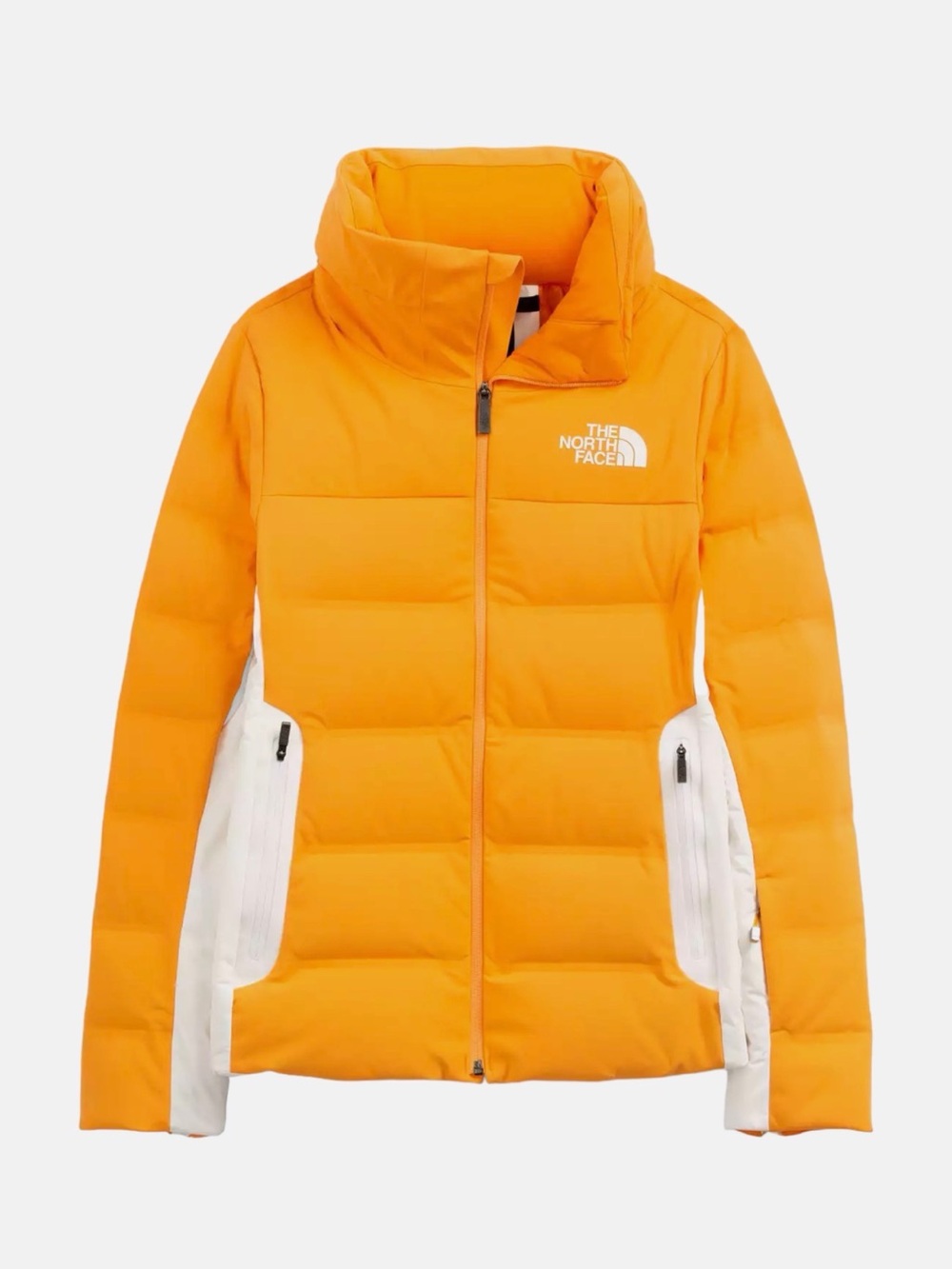 The North Face Orange and White Ski Puffer Jacket